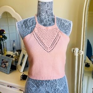Pink Knit Backless Crop Top, Never Worn Tags On